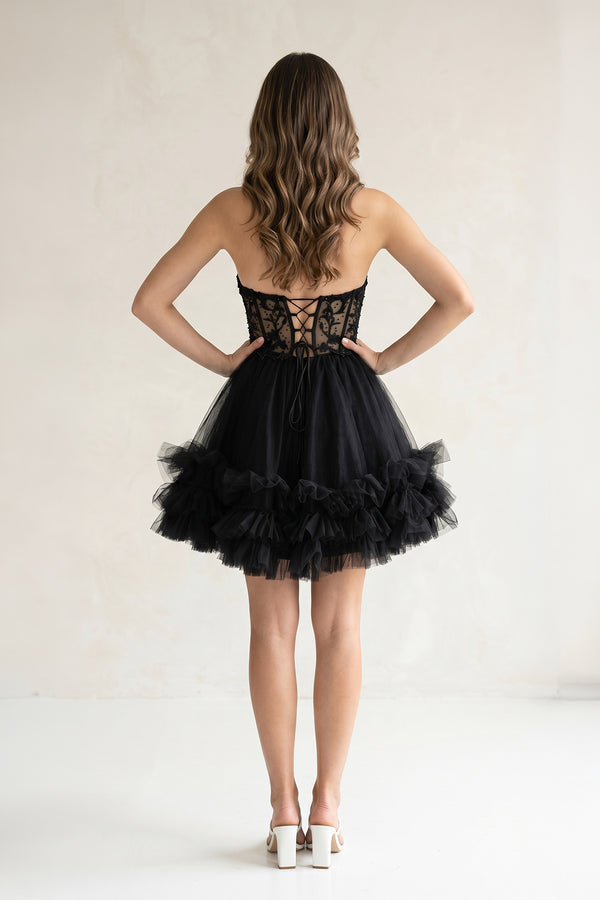 Pink A-Line Sweetheart Ruffle Tulle Homecoming Dress With Appliques - KissProm