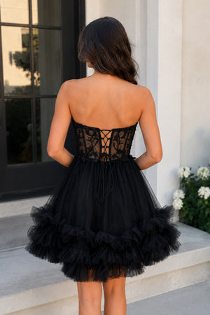 Pink A-Line Sweetheart Ruffle Tulle Homecoming Dress With Appliques - KissProm