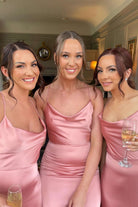 Octavian | Elegant Pink Floor Length Long Bridesmaid Dress