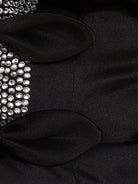 Octaviana | Black - Strapless A-Line Beaded Satin Homecoming Dress With Bow