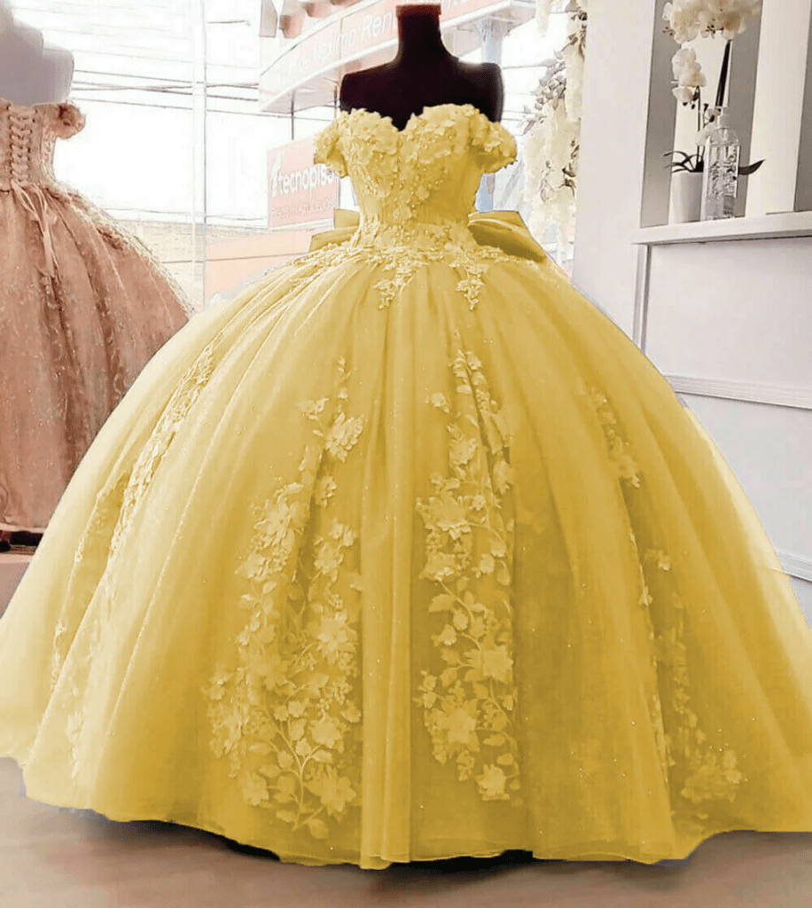 Off Shoulder 3D Floral Applique Quinceanera Dresses Off Shoulder 3D Floral Applique Quinceanera Dresses