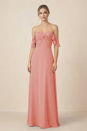 Off-the-Shoulder A-Line Chiffon Ruched Bridesmaid Dress in Mulberry - KissProm BRIDESMAID DRESSES