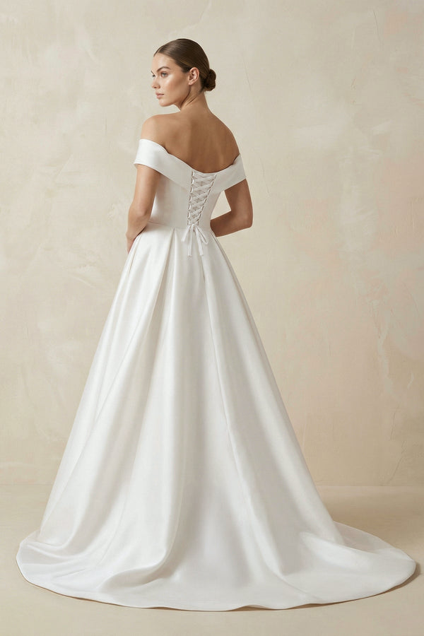 Simple Off-the-shoulder A-Line Wedding Dress