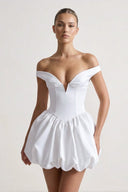 Off - the - Shoulder A - Line Taffeta Graduation Dress - KissProm