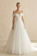 Ball Gown Off-the-shoulder Wedding Dress Tulle Bridal Dress – Wedding Dresses by KissProm | Available at KissProm