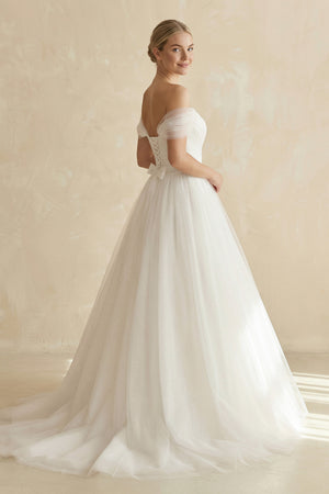 Ball Gown Off-the-shoulder Wedding Dress Tulle Bridal Dress – Wedding Dresses by KissProm | Available at KissProm