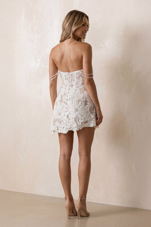 Off - the - Shoulder Bodycon Floral Embroidery Wedding Dress in Ivory - KissProm Wedding Dresses