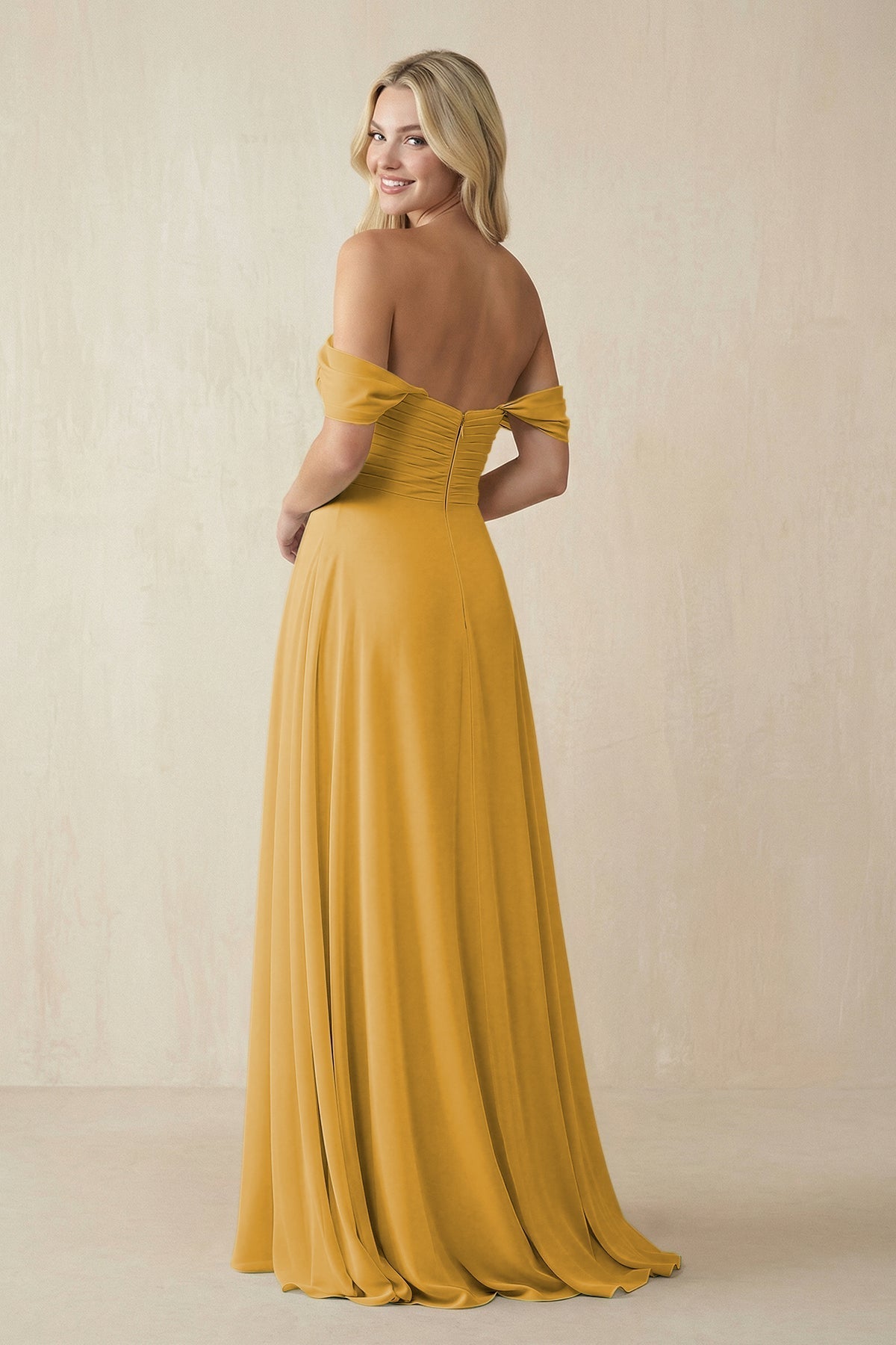 off the shoulder gold bridesmaid dresses OLISIA Off Shoulder Glitter Bridesmaid Dress – One Honey Gold / 3XL USA main image 0