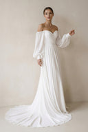 Adelaide| Off the Shoulder Chiffon Long-Sleeve Wedding Dress