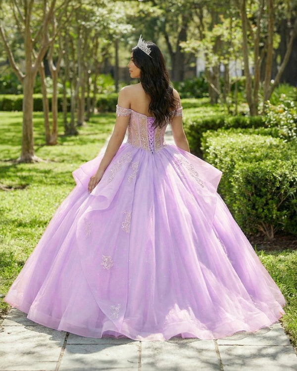 Off The Shoulder Lavender Tulle Ball Gown Quinceanera Dresses - KissProm