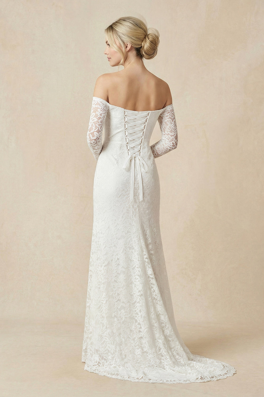 Strapless Long Sleeve A-Line Maternity Lace Wedding Dress with Train – Wedding Dresses by KissProm | Available at KissProm
