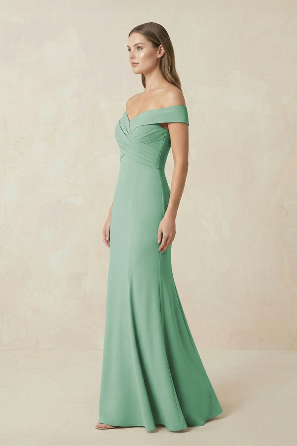 Off - the Shoulder Mermaid Chiffon Bridesmaid Dress - KissProm Bridesmaid Dresses