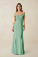 Off - the Shoulder Mermaid Chiffon Bridesmaid Dress - KissProm Bridesmaid Dresses