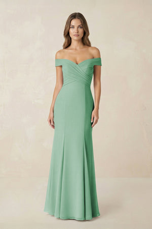 Off - the Shoulder Mermaid Chiffon Bridesmaid Dress - KissProm Bridesmaid Dresses