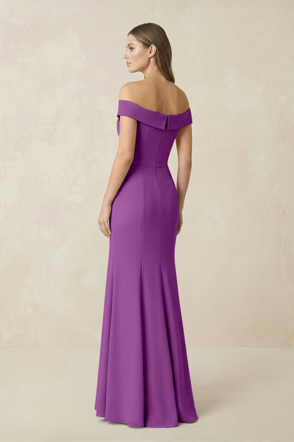 Off - the Shoulder Mermaid Chiffon Bridesmaid Dress in Amethyst - KissProm Bridesmaid Dresses