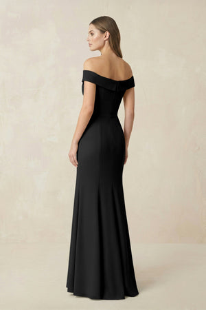Off - the Shoulder Mermaid Chiffon Bridesmaid Dress in Black - KissProm Bridesmaid Dresses