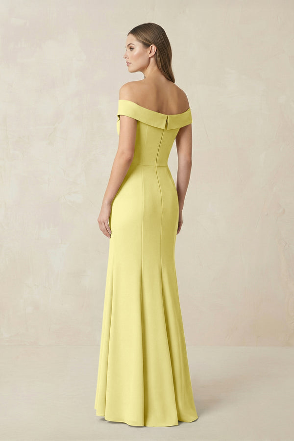 Off - the Shoulder Mermaid Chiffon Bridesmaid Dress in Buttercup - KissProm Bridesmaid Dresses