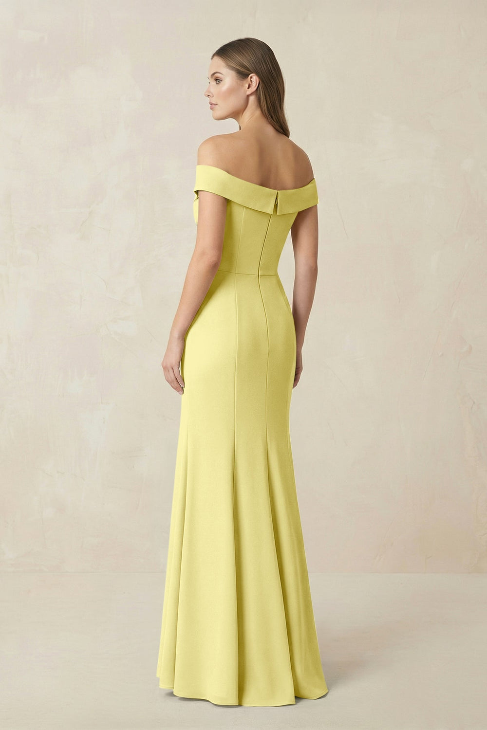Off - the Shoulder Mermaid Chiffon Bridesmaid Dress in Buttercup - KissProm Bridesmaid Dresses