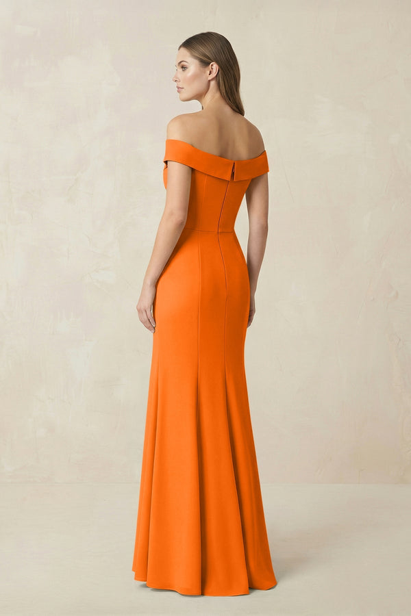 Off - the Shoulder Mermaid Chiffon Bridesmaid Dress in Cinnamon - KissProm Bridesmaid Dresses
