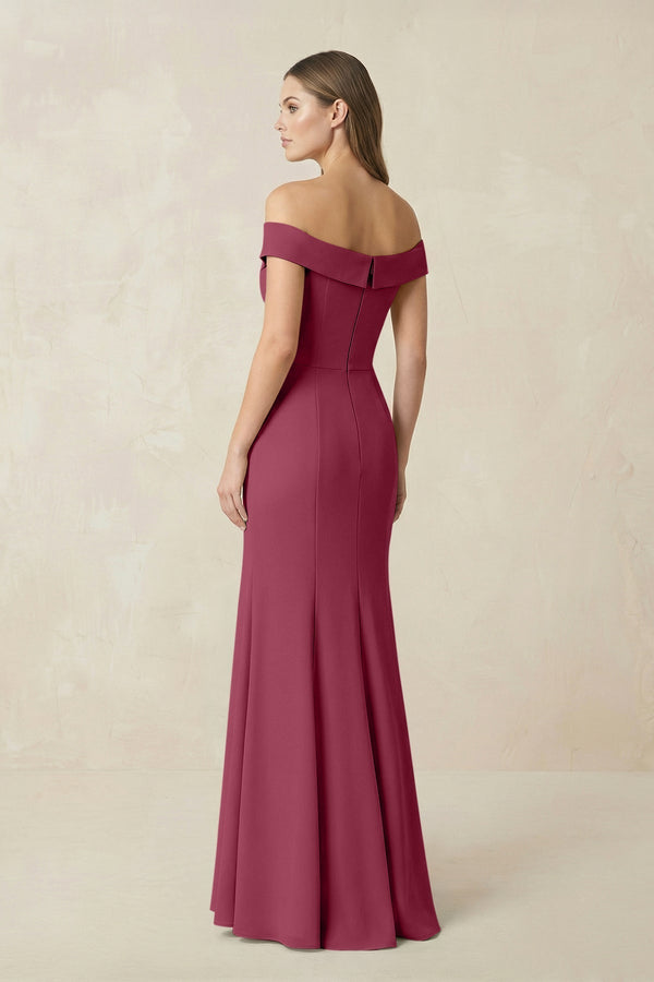 Off - the Shoulder Mermaid Chiffon Bridesmaid Dress in Desert Rose - KissProm Bridesmaid Dresses
