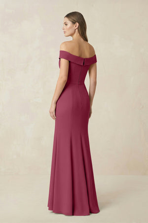 Off - the Shoulder Mermaid Chiffon Bridesmaid Dress in Desert Rose - KissProm Bridesmaid Dresses
