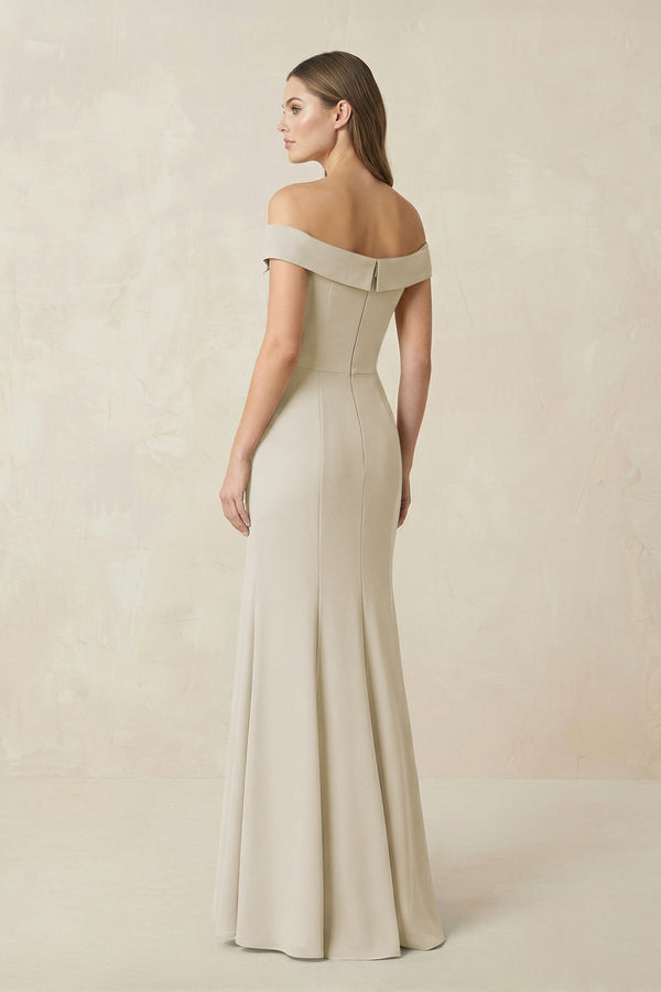 Off - the Shoulder Mermaid Chiffon Bridesmaid Dress in Dove Gray - KissProm Bridesmaid Dresses