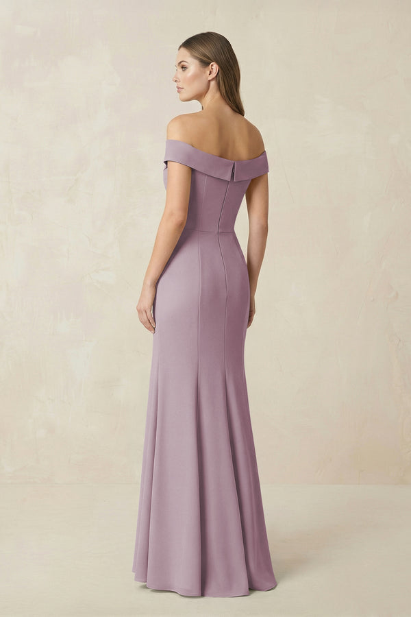 Off - the Shoulder Mermaid Chiffon Bridesmaid Dress in Dusk - KissProm Bridesmaid Dresses