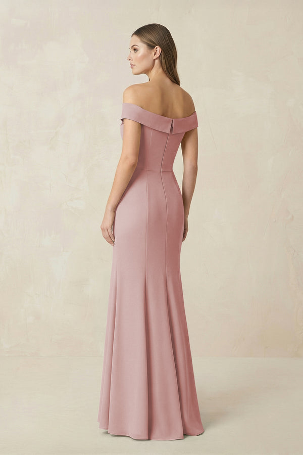 Off - the Shoulder Mermaid Chiffon Bridesmaid Dress in Dusty Rose - KissProm Bridesmaid Dresses
