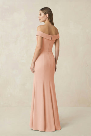 Off - the Shoulder Mermaid Chiffon Bridesmaid Dress in English Rose - KissProm Bridesmaid Dresses