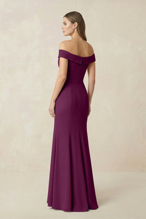 Off - the Shoulder Mermaid Chiffon Bridesmaid Dress in Fig - KissProm Bridesmaid Dresses
