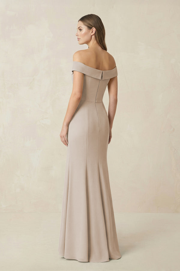 Off - the Shoulder Mermaid Chiffon Bridesmaid Dress in Frost - KissProm Bridesmaid Dresses