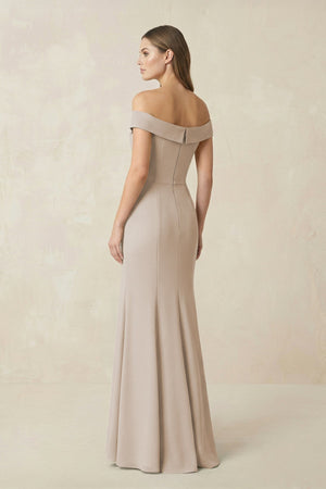 Off - the Shoulder Mermaid Chiffon Bridesmaid Dress in Frost - KissProm Bridesmaid Dresses