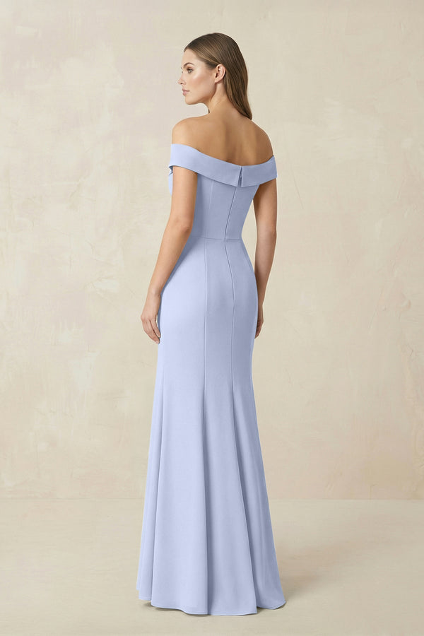 Off - the Shoulder Mermaid Chiffon Bridesmaid Dress in Ice - KissProm Bridesmaid Dresses