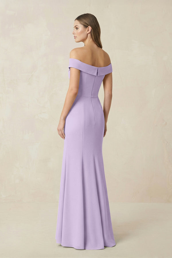 Off - the Shoulder Mermaid Chiffon Bridesmaid Dress in Lavender - KissProm Bridesmaid Dresses