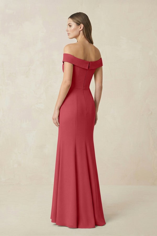 Off - the Shoulder Mermaid Chiffon Bridesmaid Dress in Merlot - KissProm Bridesmaid Dresses