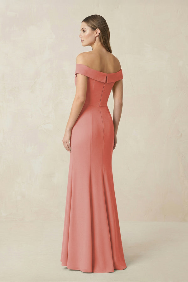 Off - the Shoulder Mermaid Chiffon Bridesmaid Dress in Mulberry - KissProm Bridesmaid Dresses