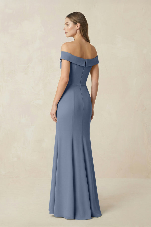 Off - the Shoulder Mermaid Chiffon Bridesmaid Dress in Neptune - KissProm Bridesmaid Dresses