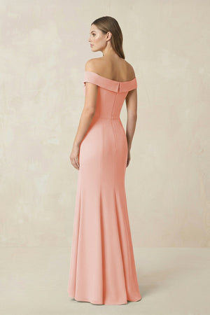 Off - the Shoulder Mermaid Chiffon Bridesmaid Dress in Rose Petal - KissProm Bridesmaid Dresses