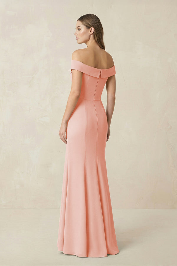 Off - the Shoulder Mermaid Chiffon Bridesmaid Dress in Rose Petal - KissProm Bridesmaid Dresses