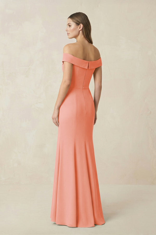 Off - the Shoulder Mermaid Chiffon Bridesmaid Dress in Rosette - KissProm Bridesmaid Dresses