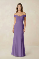 Off - the Shoulder Mermaid Chiffon Bridesmaid Dress in Tahiti - KissProm Bridesmaid Dresses