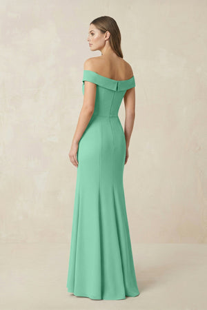 Off - the Shoulder Mermaid Chiffon Bridesmaid Dress in Turquoise - KissProm Bridesmaid Dresses