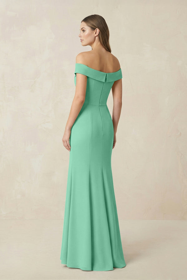 Off - the Shoulder Mermaid Chiffon Bridesmaid Dress in Turquoise - KissProm Bridesmaid Dresses