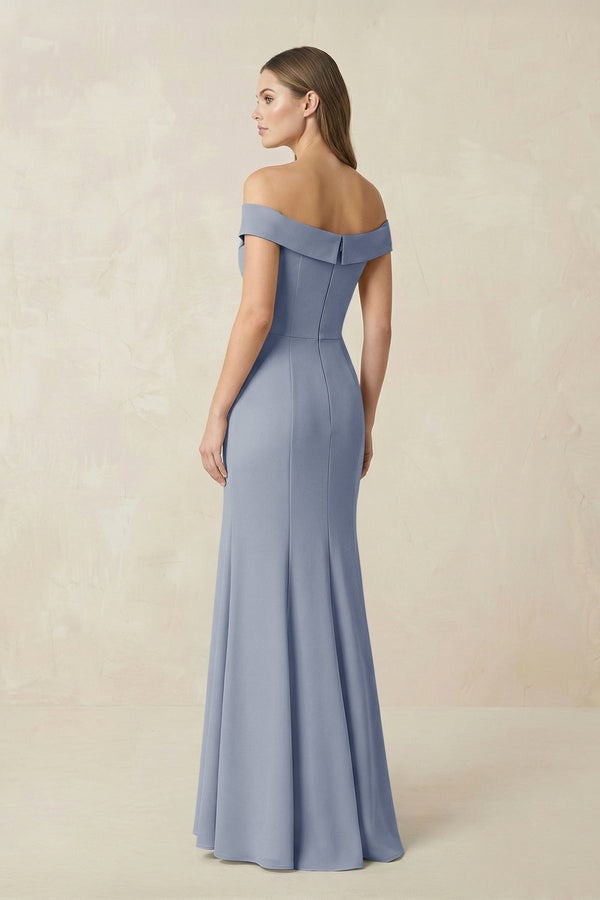 Off - the Shoulder Mermaid Chiffon Bridesmaid Dress in Twilight - KissProm Bridesmaid Dresses