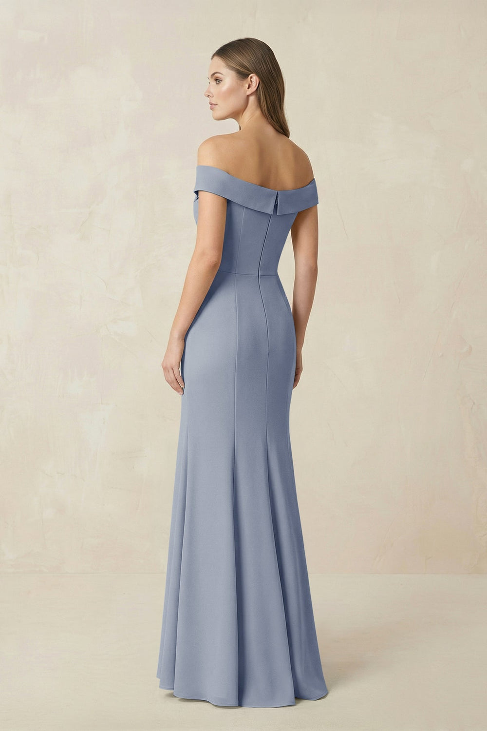 Off - the Shoulder Mermaid Chiffon Bridesmaid Dress in Twilight - KissProm Bridesmaid Dresses