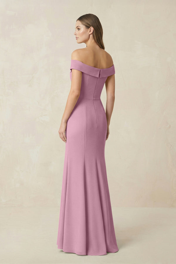 Off - the Shoulder Mermaid Chiffon Bridesmaid Dress in Vintage Mauve - KissProm Bridesmaid Dresses