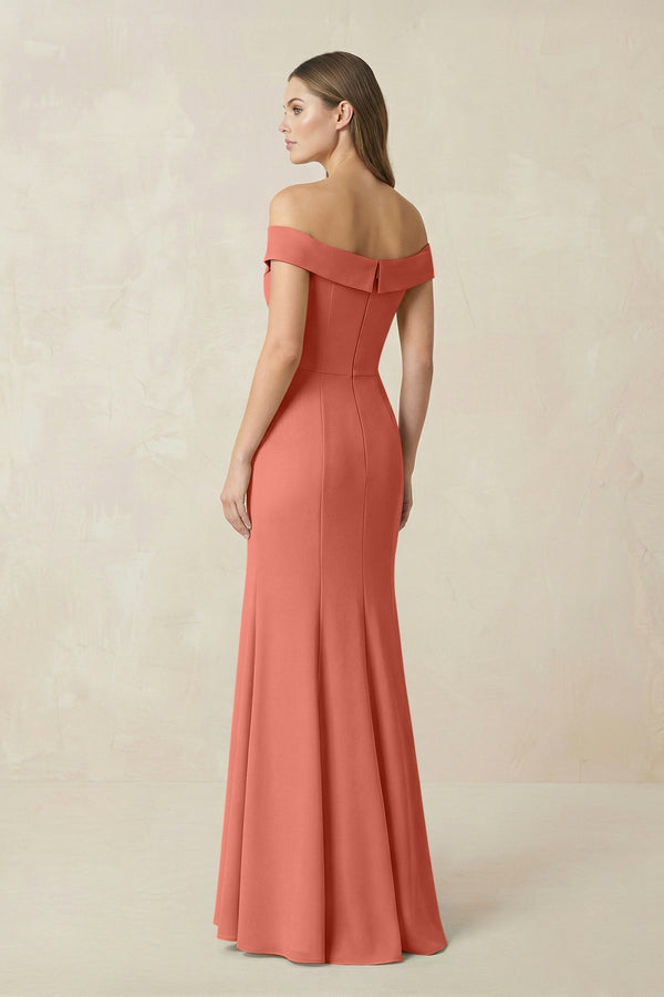 Off - the Shoulder Mermaid Chiffon Bridesmaid Dress in Wild Rose - KissProm Bridesmaid Dresses