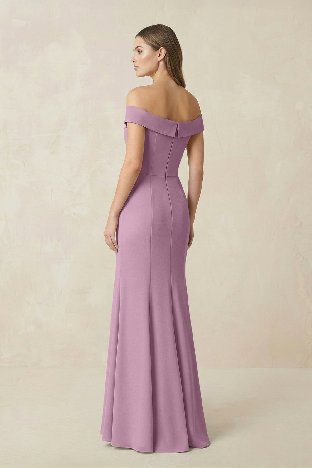 Off - the Shoulder Mermaid Chiffon Bridesmaid Dress in Wisteria - KissProm Bridesmaid Dresses