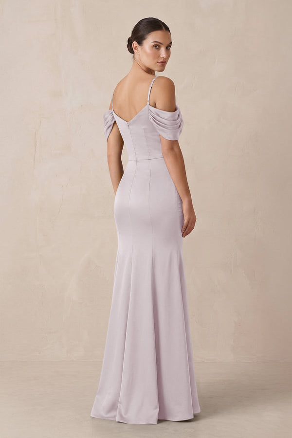 Off - the - Shoulder Mermaid Ruched Bridesmaid Dress in Dusk - KissProm Bridesmaid Dresses