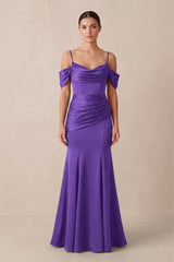 Off - the - Shoulder Mermaid Ruched Bridesmaid Dress in Tahiti - KissProm Bridesmaid Dresses